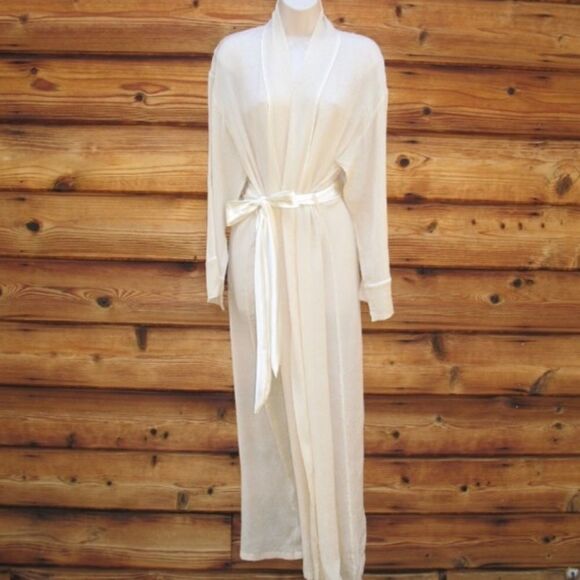 NWOT Frette Cream Silk Long Robe - Picture 1 of 8